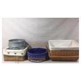 Baskets and Metal Bin with Farmhouse Theme