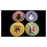 (4) Vintage Cane & Reed Imports Plates 'Yuletide'