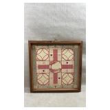 vintage wooden-framed Parcheesi game board