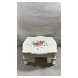 white, hand-painted wooden footstool or vanity