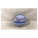 Lidded Stoneware Pottery Signed Pot