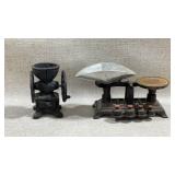 vintage miniature cast iron balance scale