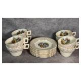 Vintage Courting Couple Gold-Plated Teacups &
