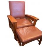 Sam Moore Recliner and Ottoman with Leather Uphols