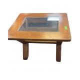 Square Wooden Table With Glass Insert Top