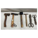 set of six vintage hand tools including Small
