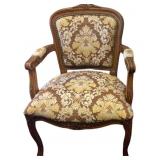 Vtg Wooden Upholstered French Provincial Armchair