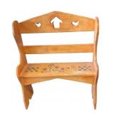 Wooden Handcrafted Folk Art Bench