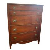 Five-Drawer Bowfront Mahogany Chest of Drawers