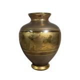 Vintage Art Deco Amber Glass Vase with Gilded