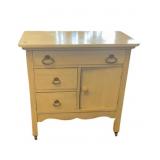 Distressed Wooden Cabinet with Drawers and Door