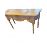 Wood Console Table With Floral Carved Details