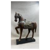 handcrafted wooden decorative horse figurine