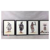 Four Framed Kachina Prints with Descriptions