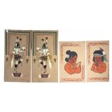 (4) Vintage Navajo Native American Sand Paintings