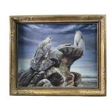 RAY SHAW Gyrfalcons perched on rocks Giclee