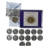 (15) U.S. Dollar Coins and 2 foreign coins