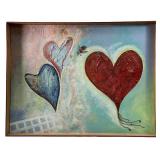 Unique Hearts Mixed Media On Canvas