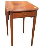 Drop-Leaf Mahogany Side Table With Single Drawer
