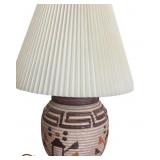 Table Lamp With Woven Base and Pleated Shade