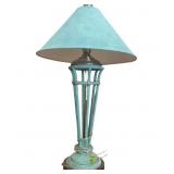 Blue Metal and Fabric Table Lamp W/ Unique Design