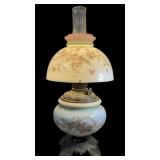 Vintage Hand-painted Parlor Lamp Pink & Green