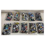 ten clear plastic bags filled with assorted bulk
