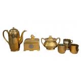 Vintage Gold-Plated Tea Set, Teapot, Sugar Jars,