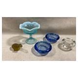 vintage Fenton blue opalescent "Eye and Scroll"