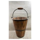 vintage tapered wooden bucket featuring dark