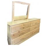 Southwest Wooden Dresser With Mirror & Six Drawer