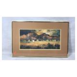 Framed Landscape Painting with Glass Front