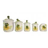 (4) Vtg. Sears "Neil the Frog" Ceramic Canisters &