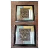 Set of 2 framed square decorative wall art piece