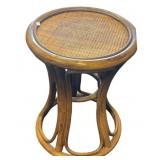 Round Rattan Side Table With Wicker Top