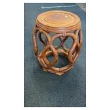 Carved Wooden Stool with Openwork Design
