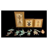 Dos Damas Copper Ornaments, Vintage Sand Art,