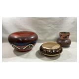 handmade Native American pottery vessels with