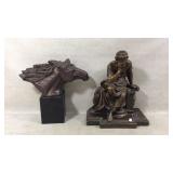 Bronze? Statues: Thinker & Horse Head on Base