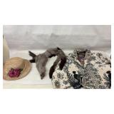 Mink Pelts, Ladies Vintage Straw Hat, Ladies Coat