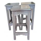 3 Dark Brown Wooden Plant Stands