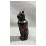 vintage hand-carved solid ironwood sitting cat