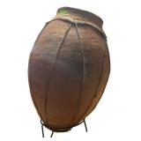 Large Clay Vessel with Rattan Decoration and Stand