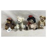collection of four vintage jointed plush teddy