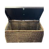 Sea Grass Storage Trunk with Latch and Wooden Lid