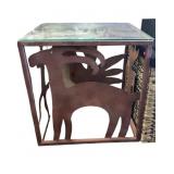 Rustic Outdoor Metal Glass Top Side Table
