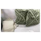 Pair of dkny sage green decorative throw pillow