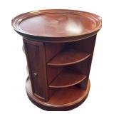 Revolving Wooden Side Table With Shelves and