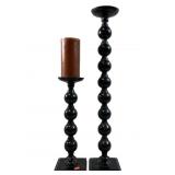 Pair of beaded pillar candle holders