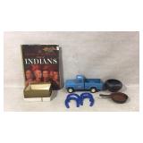 Vintage Tonka truck, horse shoes and more